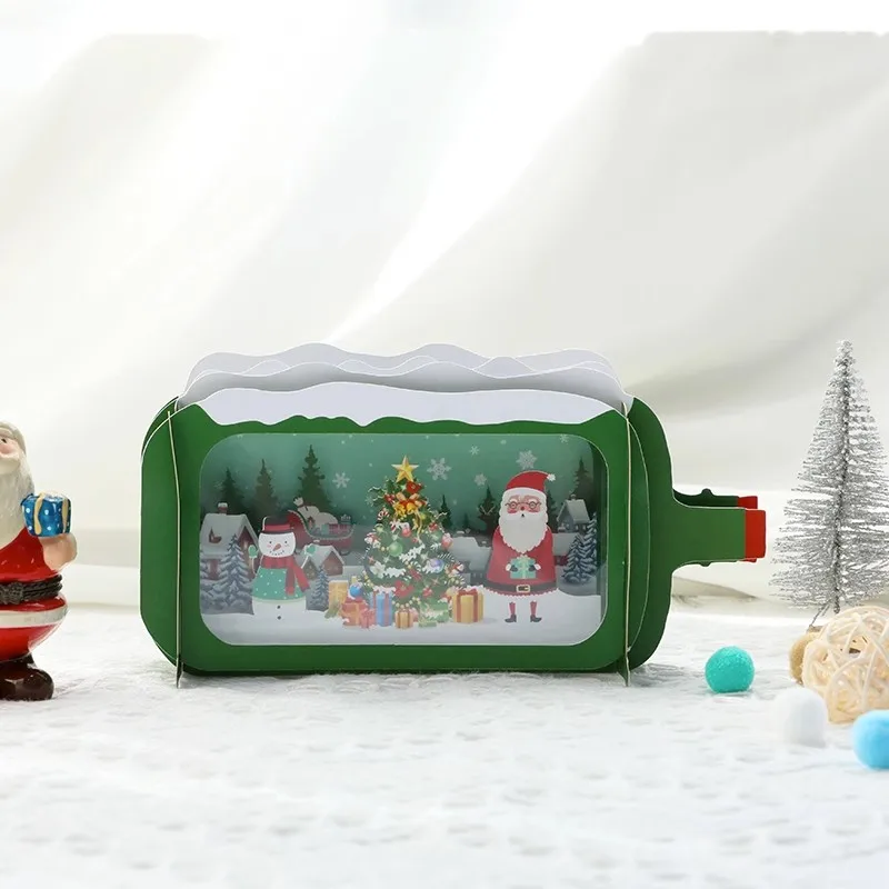 Рождественская открытка 3D бутылка для дрифта поздравительные открытки