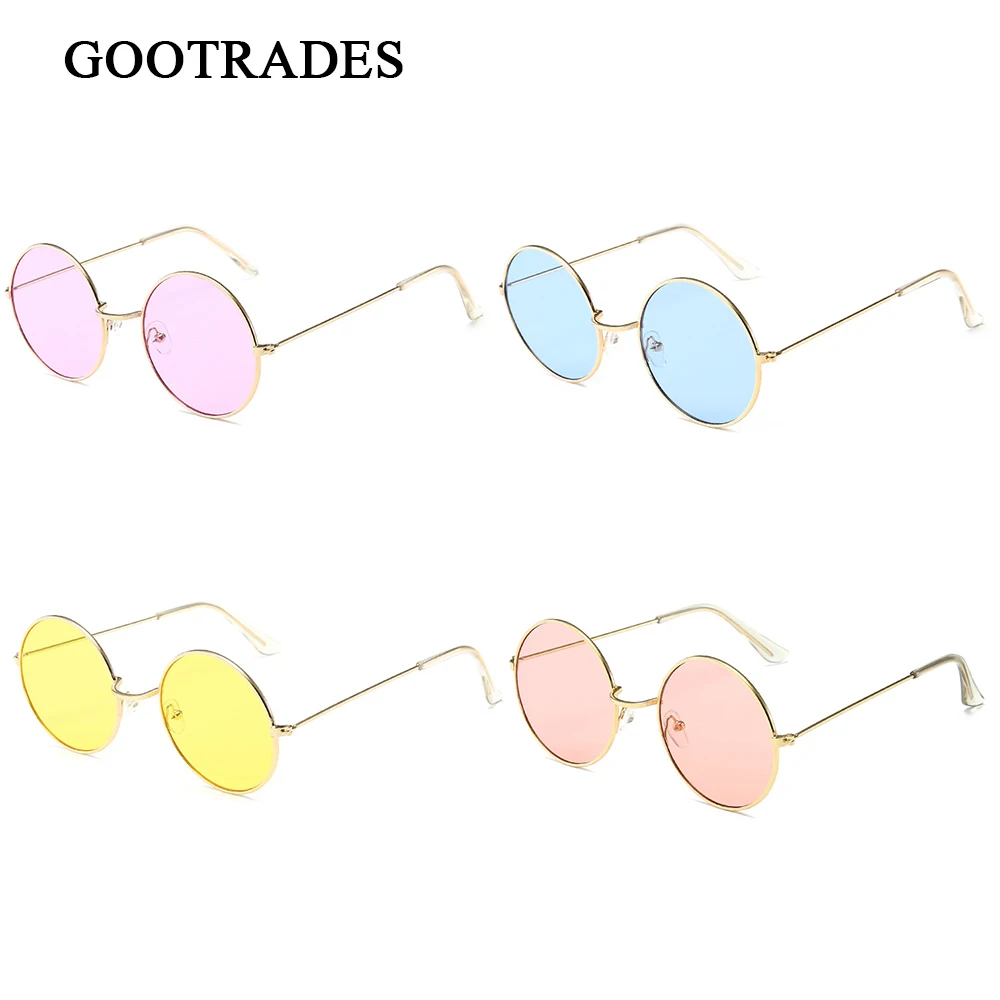 

Новинка женские круглые солнцезащитные очки винтажные металлические цветные линзы в стиле хип-хоп очки для женщин зеркальные ретро очки