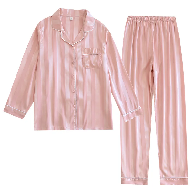 Men's Pajamas Women's Pajamas Silk Pajamas Suit Long Sleeved Trousers Couple's Pajamas Home Clothes