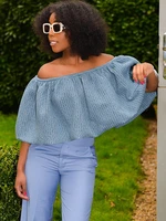 sexy off shoulder pleated blue tube top women 2022 autumn new y2k fashion backless denim texture crop tops ladies outfits