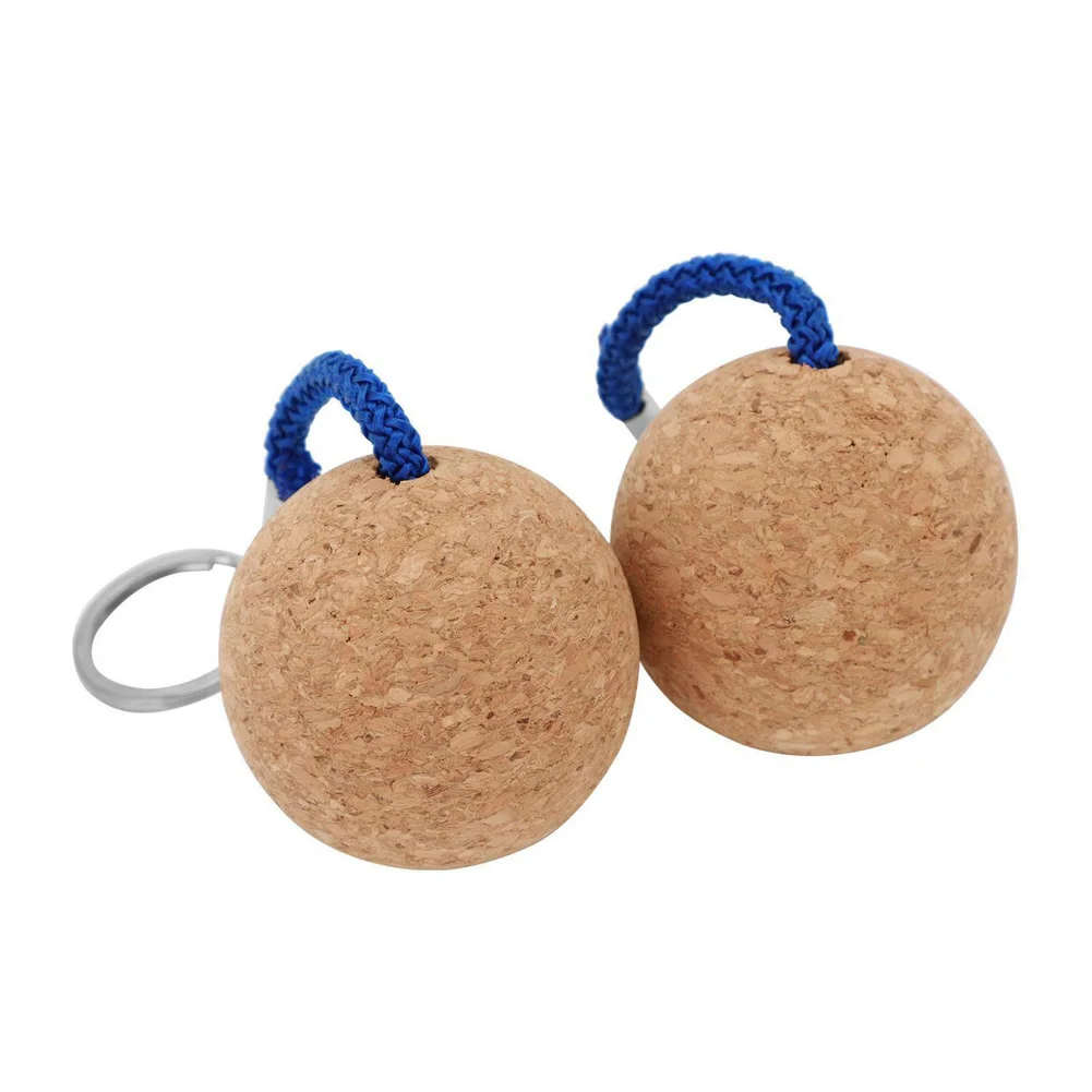 

2 Pcs 50mm Floating Cork Ball Key Ring Sailing Boat Float Buoyant Rope Ultralight Wooden Keychain Keyring Kayak Accessories