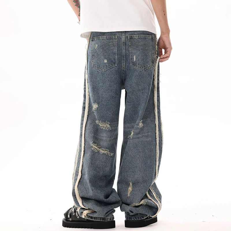 PFNW Американские полосатые рваные дизайнерские джинсы мужские новые High Street