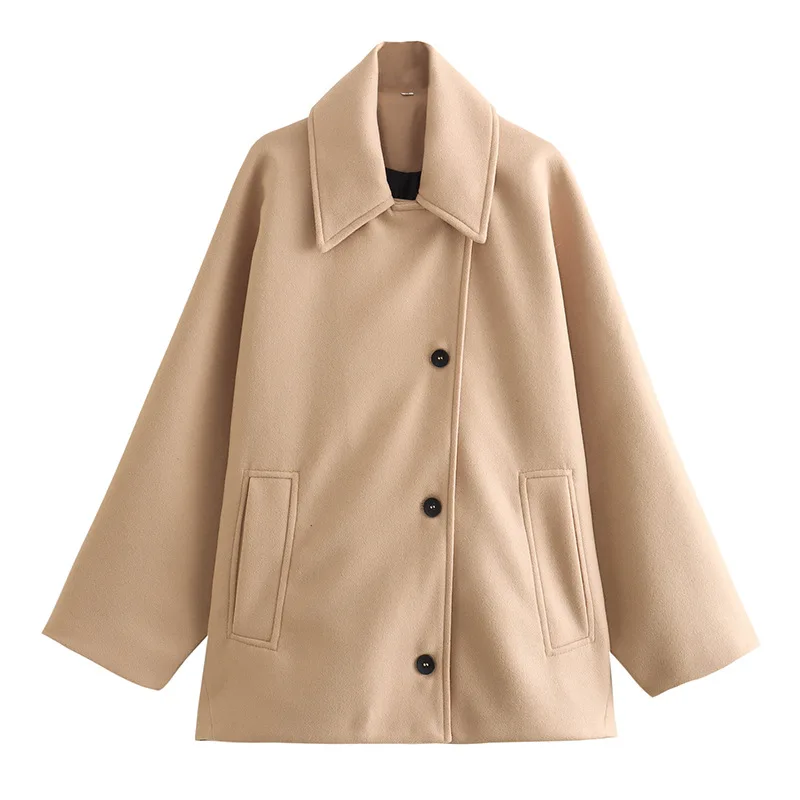 Женская однобортная куртка осенне-зимняя модная однотонная свободная