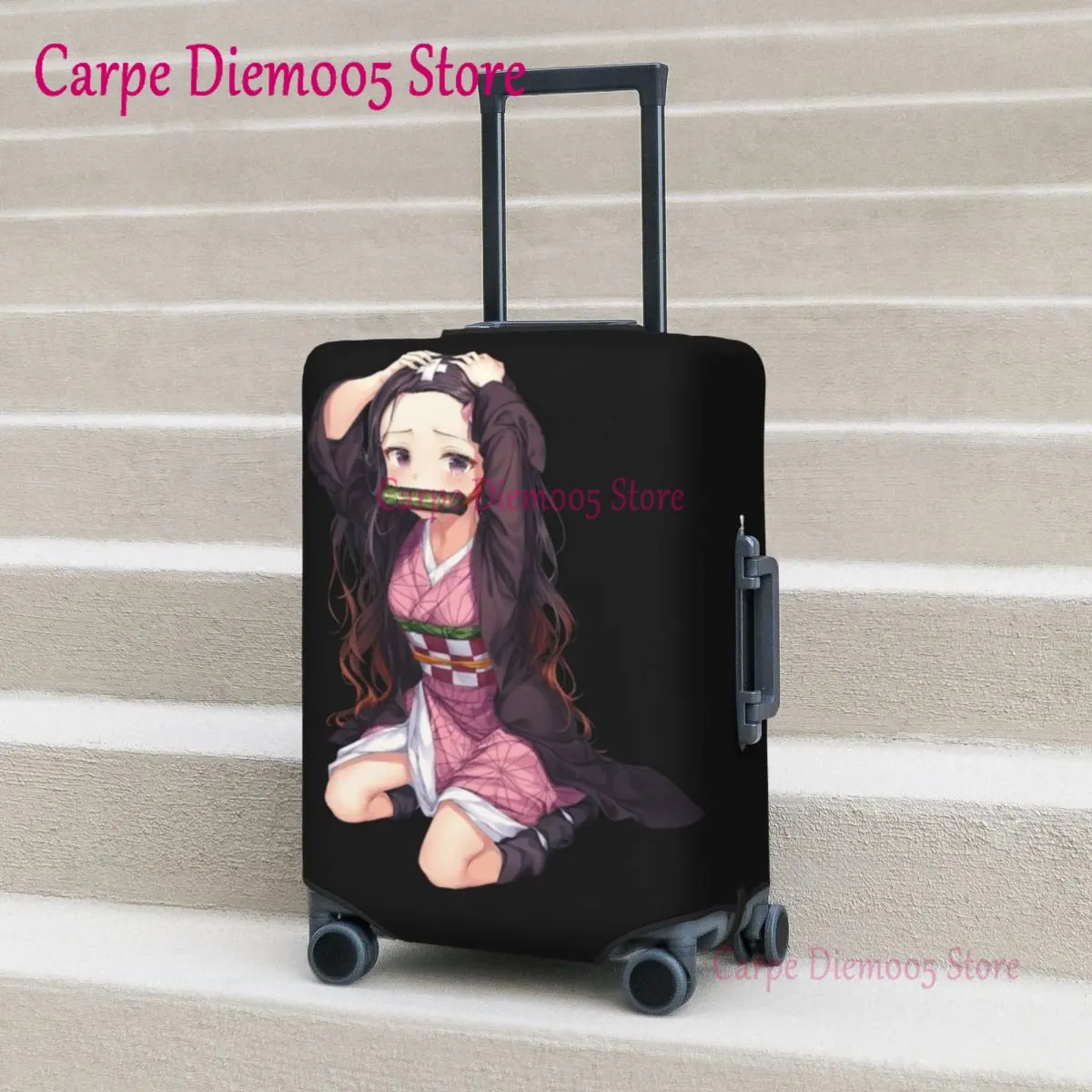 

Nezuko Demon Slayer Suitcase Cover Kimetsu no Yaiba Elastic Cruise Trip Protector Luggage Accesories Flight