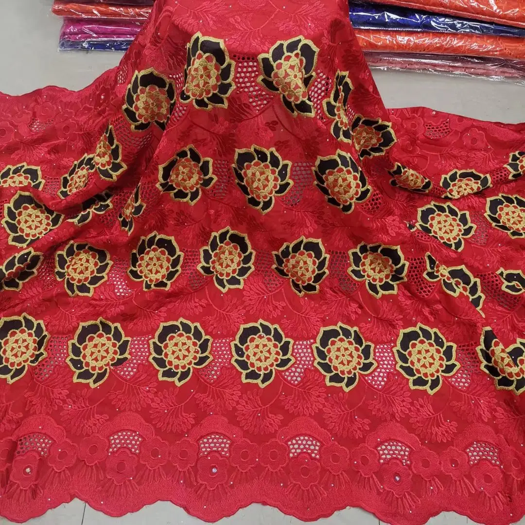 

Swiss Lace With Embroidery Nigerian Voile lace Fabric Cotton Cloth For Women Dress 5Yards