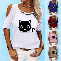 women casual off shoulder top fashion round neck shirt summer short sleeve tee shirt pullover loose blouse ladiest shirt