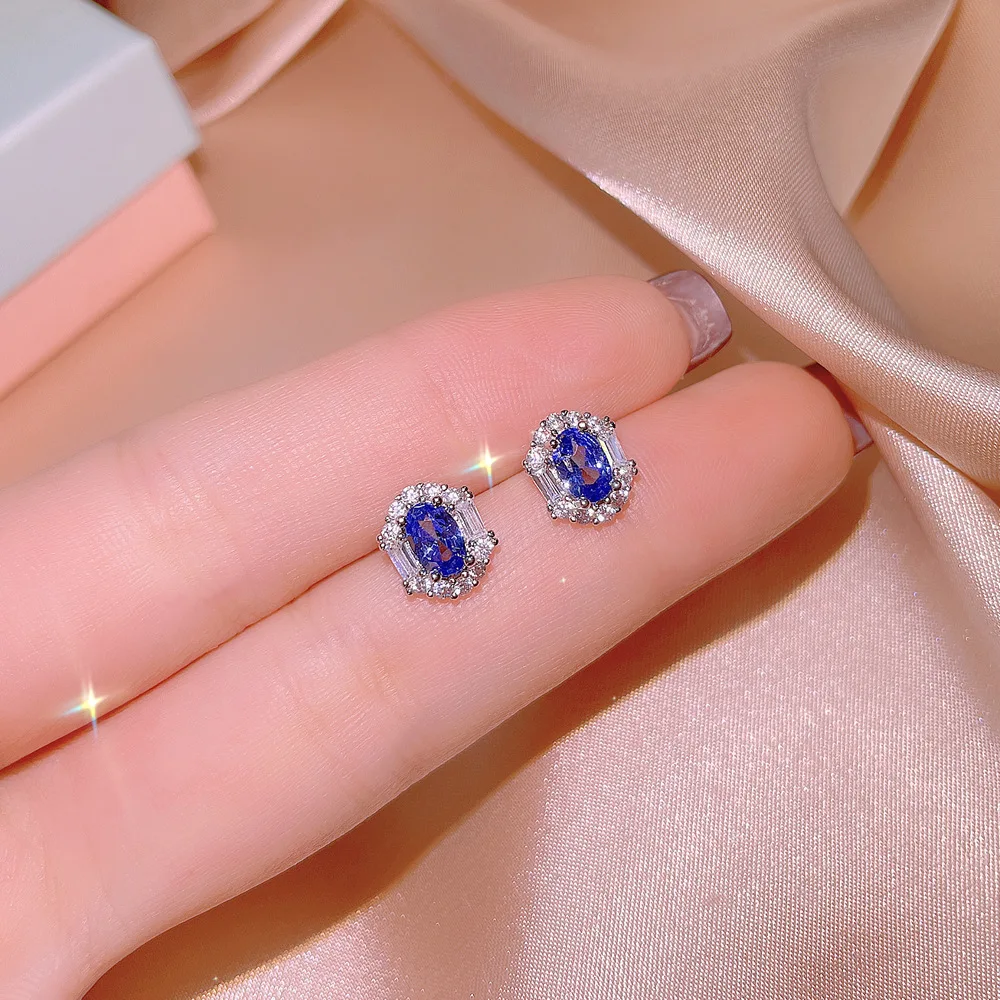 

Новинка 2022, изысканные серьги для женщин, модные синие циркониевые серьги, свадебная бижутерия, блестящие циркониевые серьги AAAA