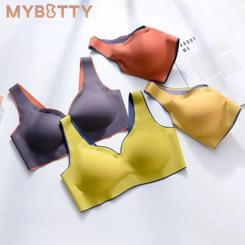 

MYOTTY Latex Seamless Bra Push Up Bralette Underwear Bras For Women Cooling Gathers Shock-proof Female Intimate Comfortable Bra