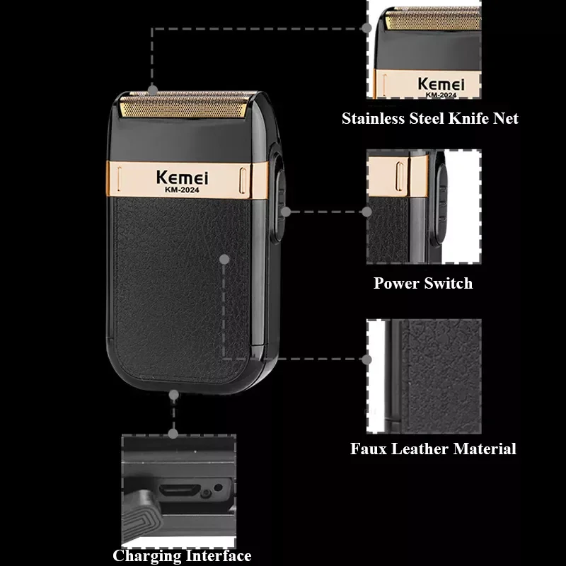 

Shaver for Men Twin Blade Waterproof Reciprocating Cordless USB Rechargeable Shaving Machine Barber Trimmer