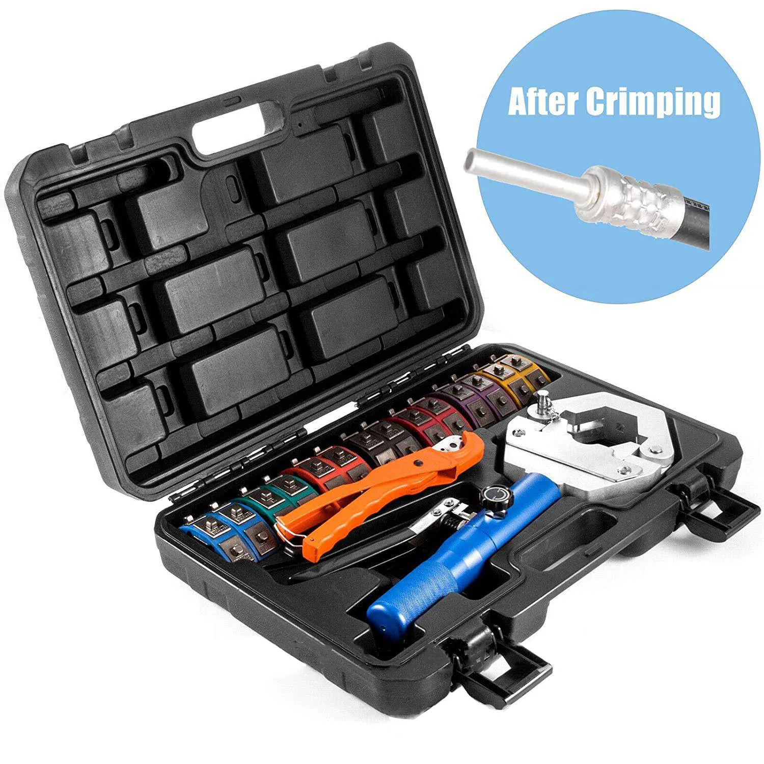 

F50 Manual AC Hose Crimper Kit 71500 with 7Dies Hydraulic Hose Crimping Tool Hydraulic Press Auto Air Conditioning Repair Set