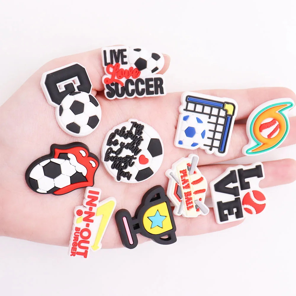 

1-10Pcs Sports Baseball Play Balls Mouth Chidren Garden Shoe Buckle Charms Accessories DIY Croc Jibz Party Present