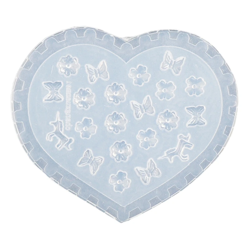 

652F Silicone Nail Carving Mold 3D Butterfly Heart Bows Nail Stamping Stencils UV Gel Polish Manicure Mould