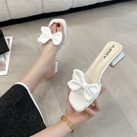 new summer womens sandals open toe square root sandals and slippers transparent bow simple fashion sandals women 2022