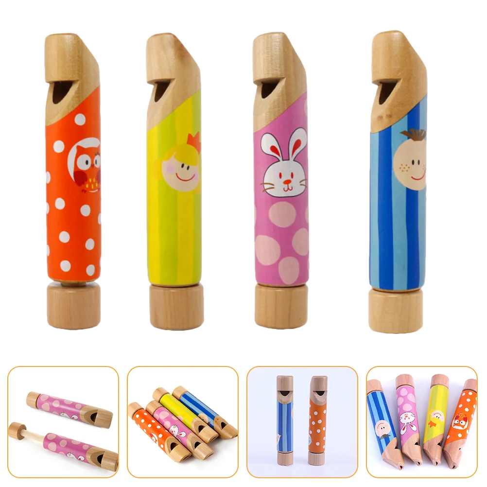 

4pcs Children Slide Whistle Plaything Pull-Push Wooden Whistle Teaching Aid