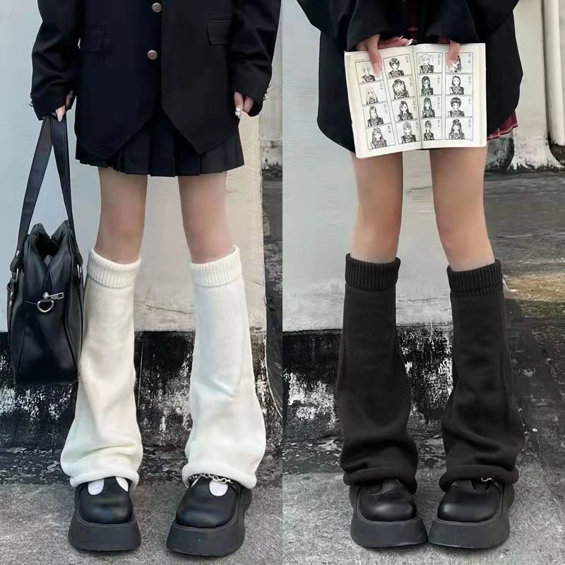 

Черная Обложка для косплея, Обложка для ног, носки, трикотажные гетры для ног в японском стиле, Лолита, 워그, женские теплые вязаные шерстяные ножки
