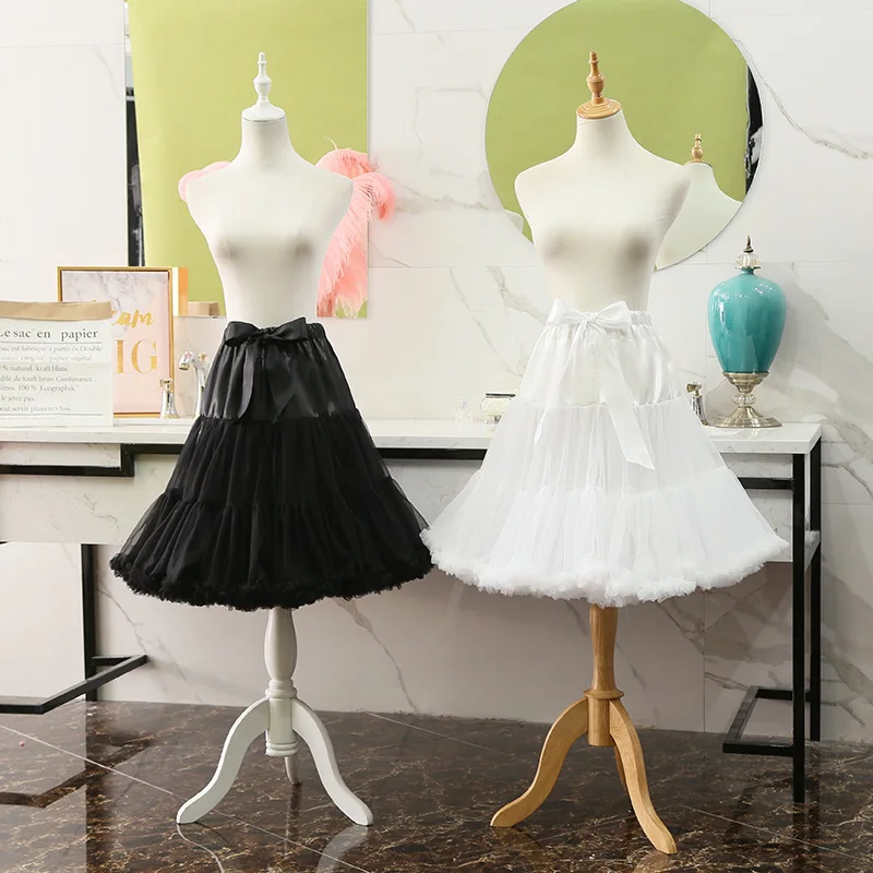 

55cm Puffy Tulle Petticoat White Organza Underskirt Lolita Faldas Tutu Cloud Skirt Crinoline Wedding Ballet Dance Pettiskirts