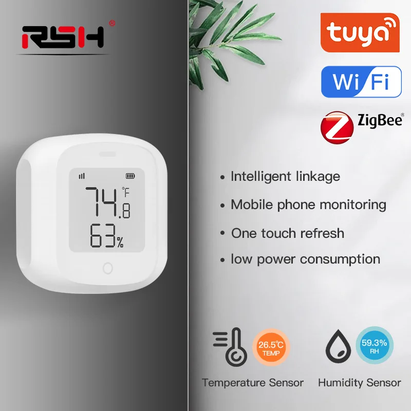 Датчик температуры и влажности Tuya Smart WiFi/Zigbee комнатный гигрометр-термометр с