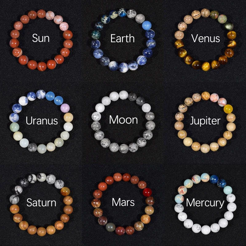 

Eight Planets Bracelets Natural Stone Bead Universe Solar System Bracelet For Men Women Handmade Jewelry Chakra Yoga Bangle Gift