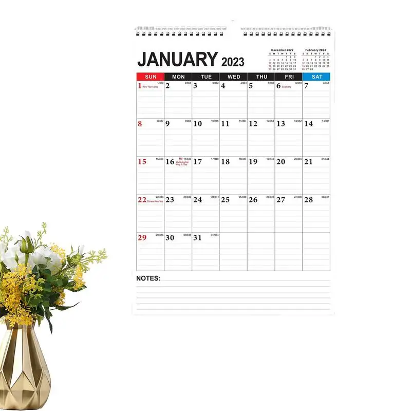 

Hanging Calendar 2023 Large Wall Calendar 2023 18 Months Hanging Wall Calendar Easy-tear-off Spiral Wire Binding Calendar For