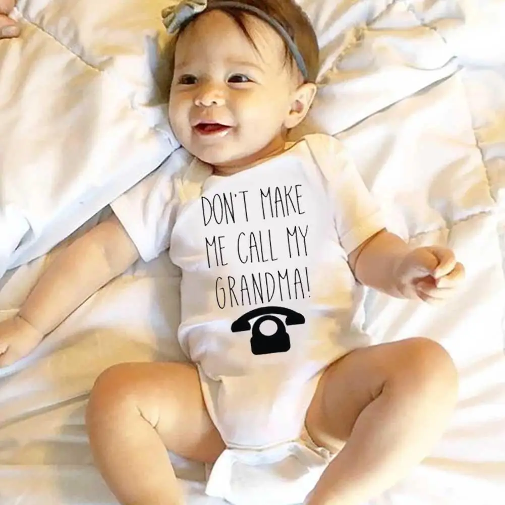 

Funny Cute One-piece Infant Baby Bodysuit, Don't Make Unisex Call Grandma Me Short My Bodysuit Toddler Sleeve Print G5e8