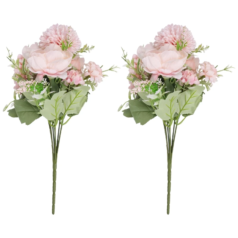 

Artificial Flowers, Fake Peony Silk Hydrangea Bouquet Decor Plastic Carnations Realistic Flower Arrangements Wedding Decoration
