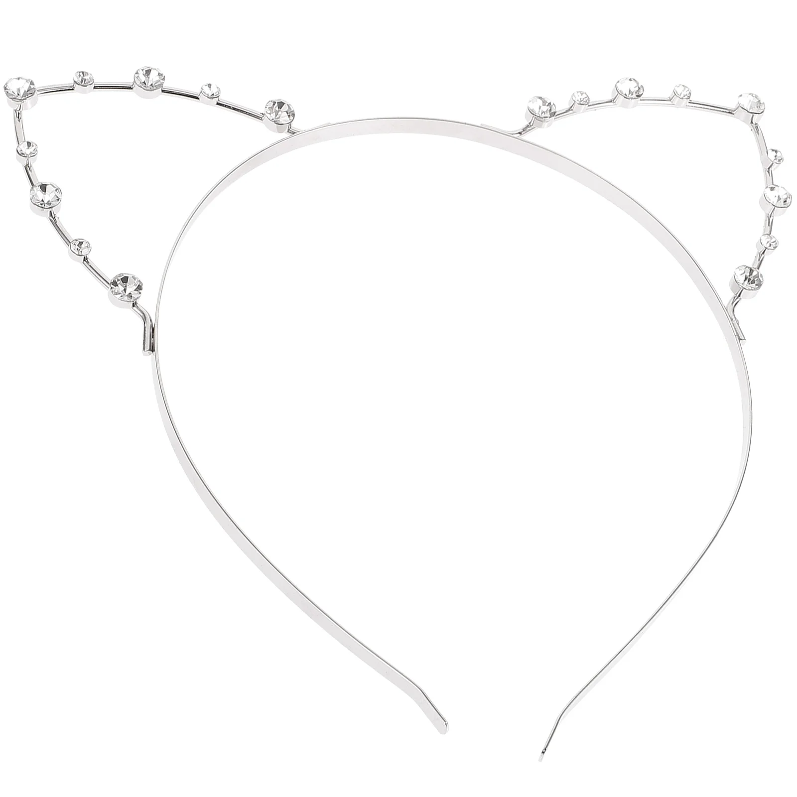 

Rhinestone Cat Ears Headband Metal Hair Fancy Dress for Costume Party ( Silver )