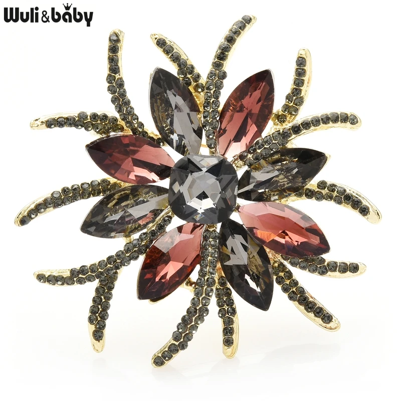 Wuli&ampbaby броши с хрустальными цветами для женщин женские 2 цвета элегантные цветы