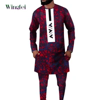 african clothes for men hip hop 2 pcs set ankara print shirt and pant set dashiki men suit bazin riche agbada robe suit wyn1818