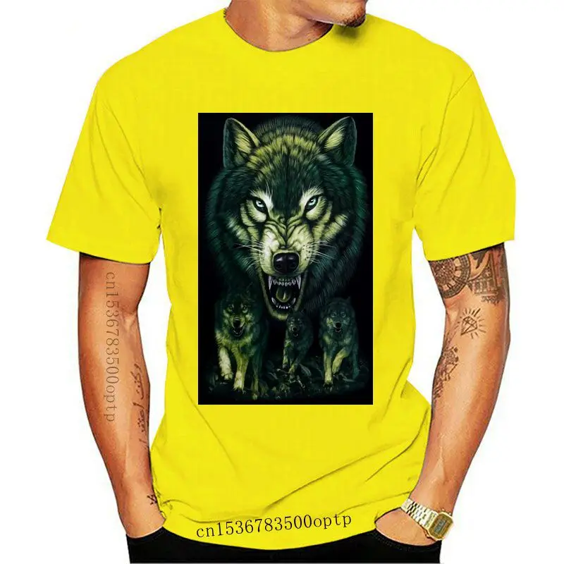 

Camiseta con estampado de lobo Angry Fig para hombre, 2021 algodón, 3D, manga corta, Logo, Anime, 100%