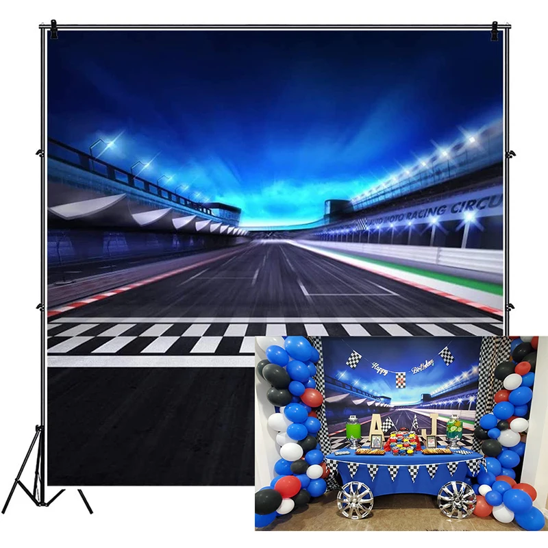 

Finish Line Race Track Backdrops Racing Backdrop for Photography Birthday Party Banner Champion Sport Competition Race Photo