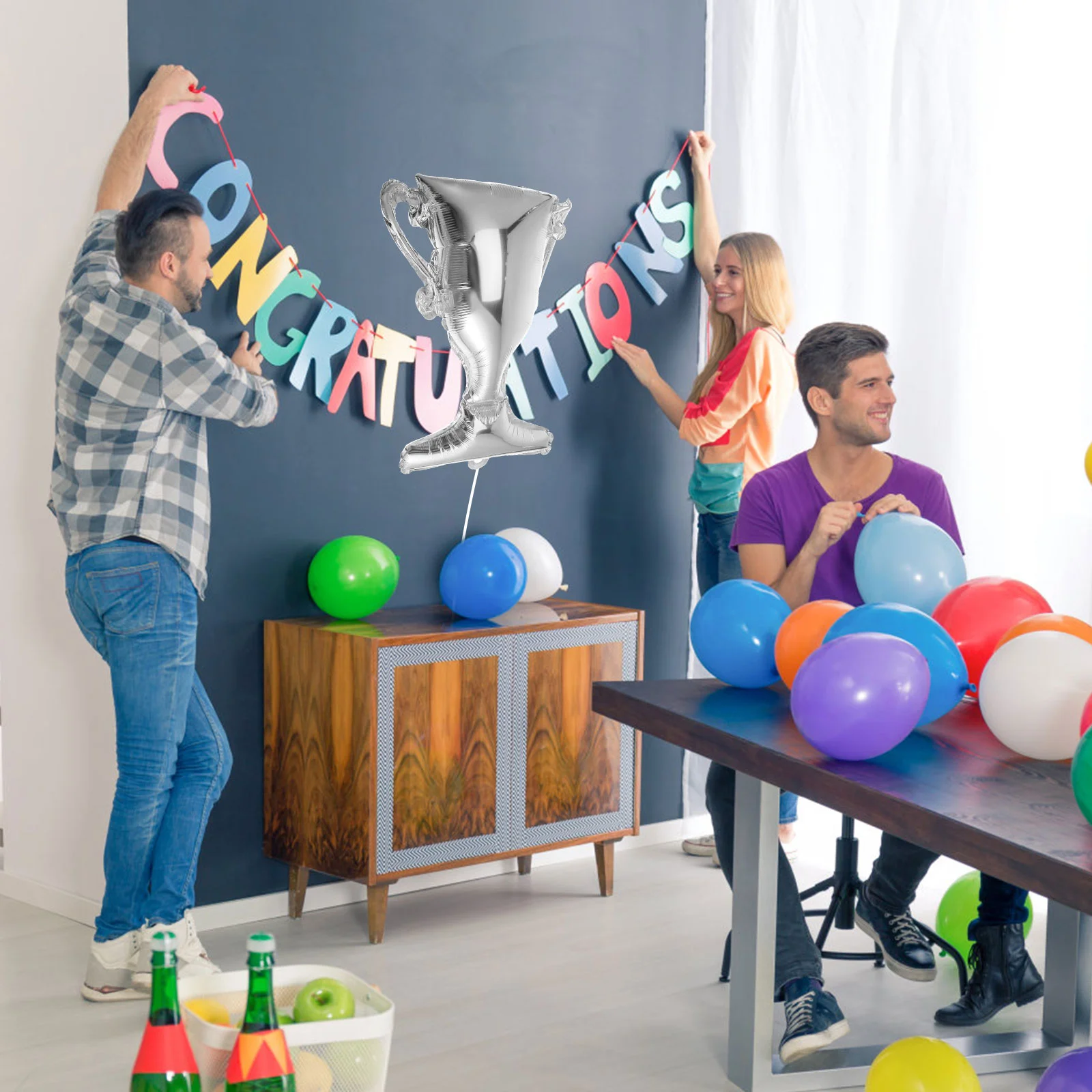 Воздушный шар с первым призом украшение для выпускного серебряные воздушные