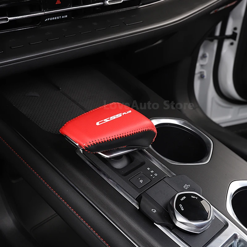 

For Changan CS55 Plus 2022 2023 Car Leather Gear Shift Knob Cover Handbrake Sleeve Collars Car Interior Decoration Accessories