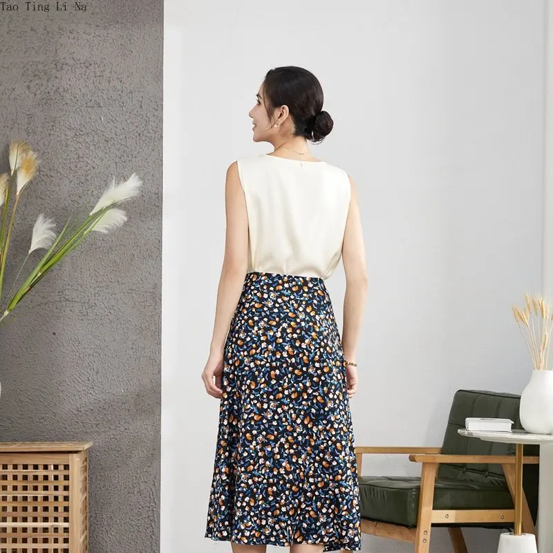 Женский новый двухслойный жилет из натурального шелка на подтяжках O7