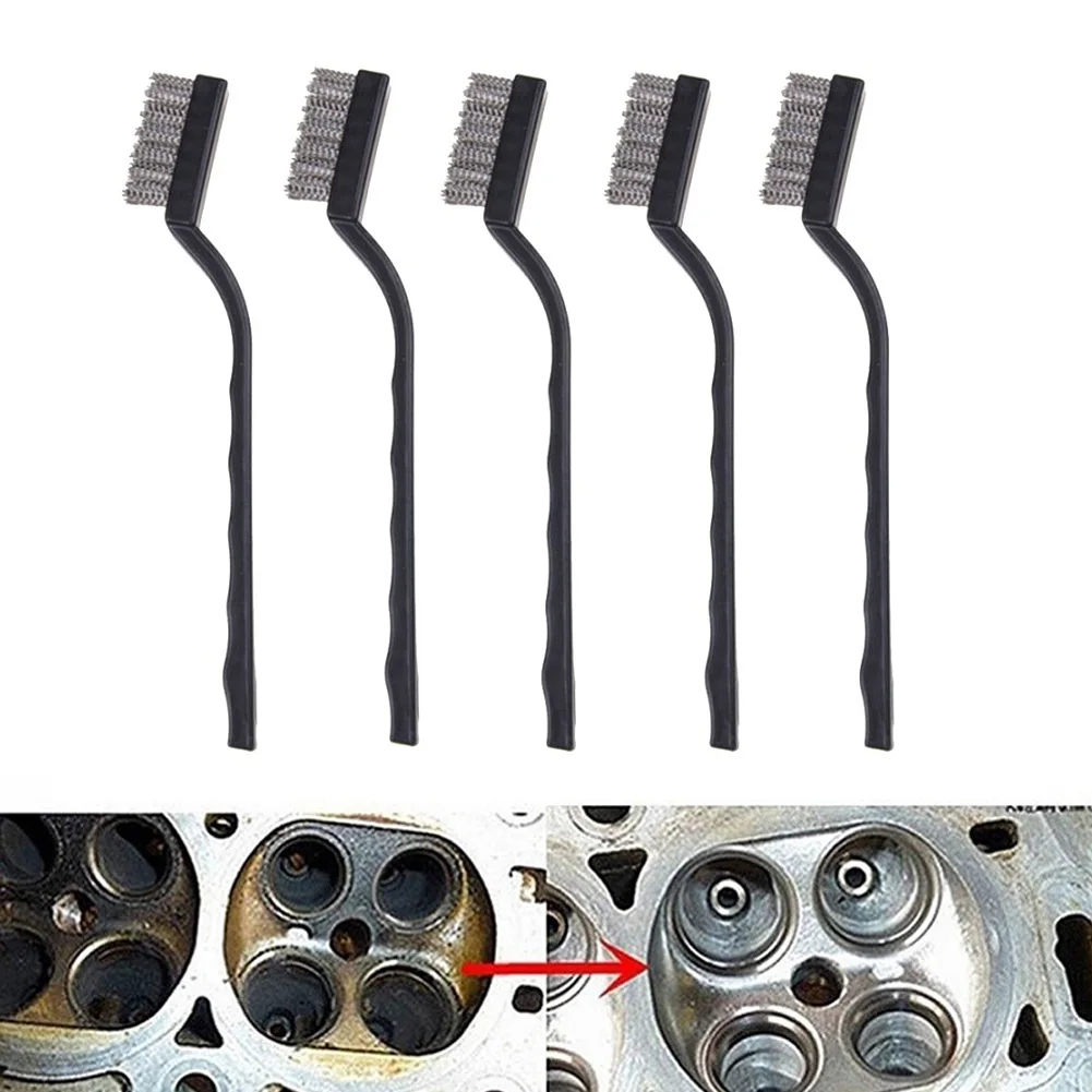

5pcs Mini Wire Brush Set Stainless Steel Wire Brush Nylon Cleaning Polishing Brush Rust Removal Decontamination Cleaning Brush