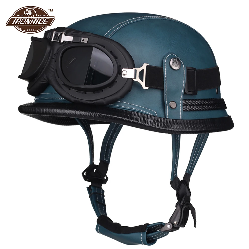 

New Motorcycle Helmet Retro Vintage Casco Moto PU Cruiser Chopper Scooter Cafe Racer Cascos Moto Helmet Half Face Helmet