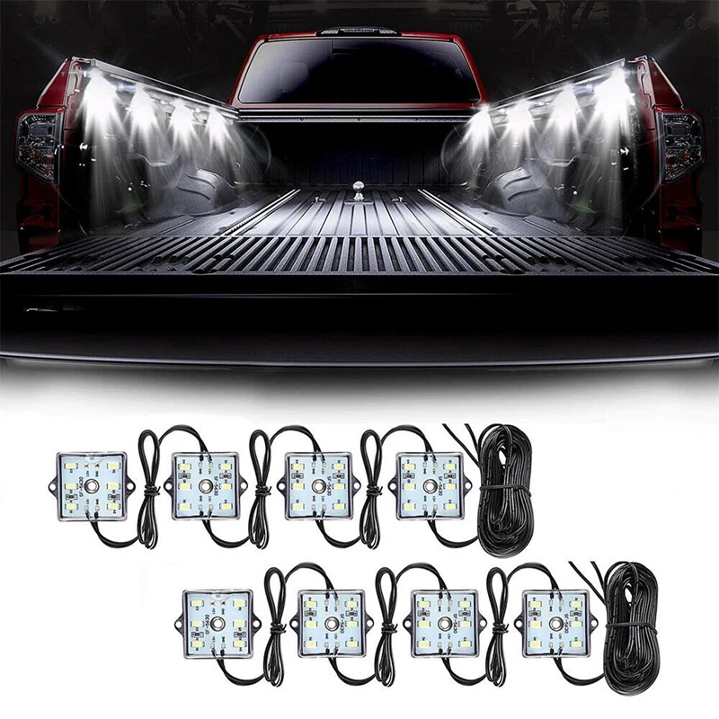 

8Pcs 6000K LED Lights Truck Bed Lighting Kit 48 SMD LEDs Light for RV Boat Cargo Pickup for Toyota//Chevy