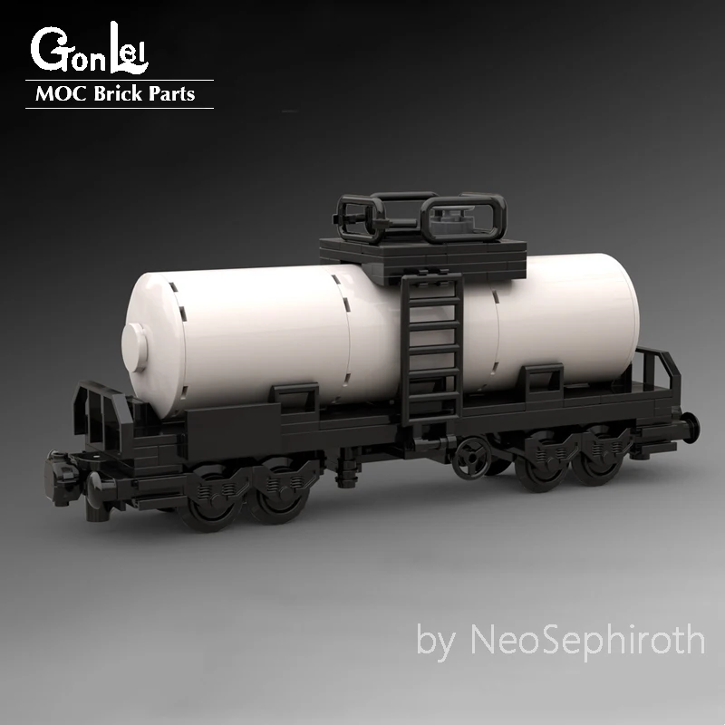 MOC технический грузовой пикап, топливный бак, пикап, грузовые локомотивы, городской поезд, Стеллаж с поездами, буферный балка, колесо, держатель, кирпичи, игрушки