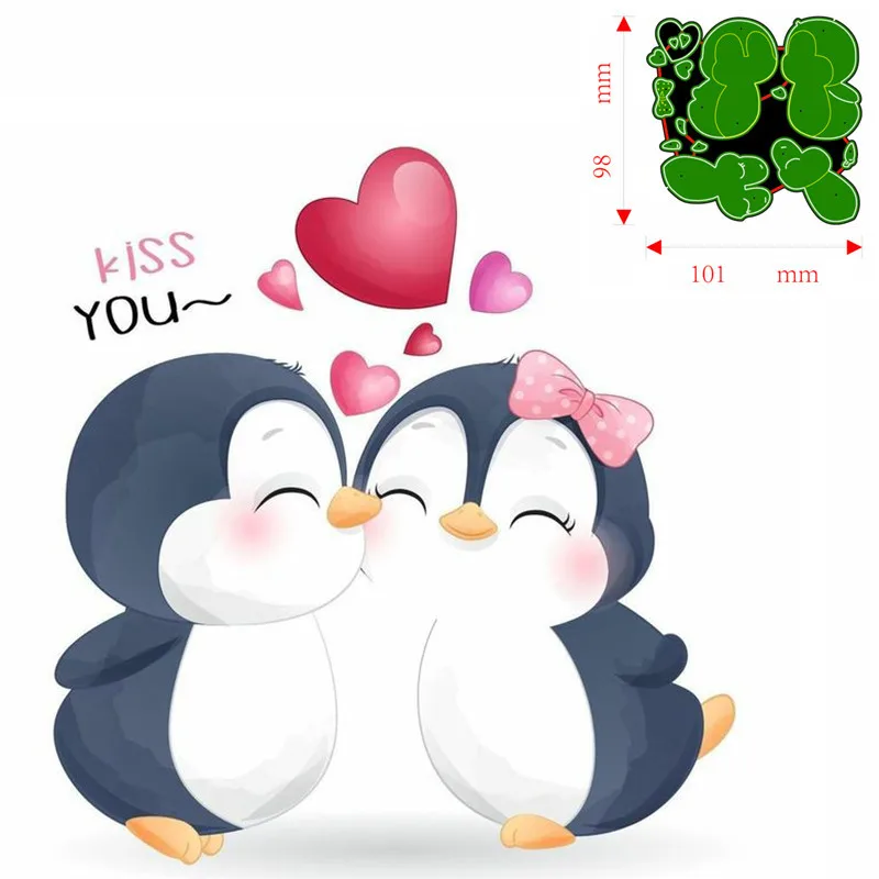 

Металлические Вырубные штампы животные Пингвин Счастливого Дня Святого Валентина Скрапбукинг искусственное тиснение