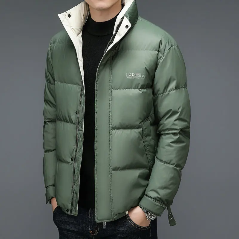 Winter Men Lightweight Puffer Basic Coats Black Khaki Gray Green Thiken Thermal Puff Jackets Quilted Outerwear Male Warm Outfits