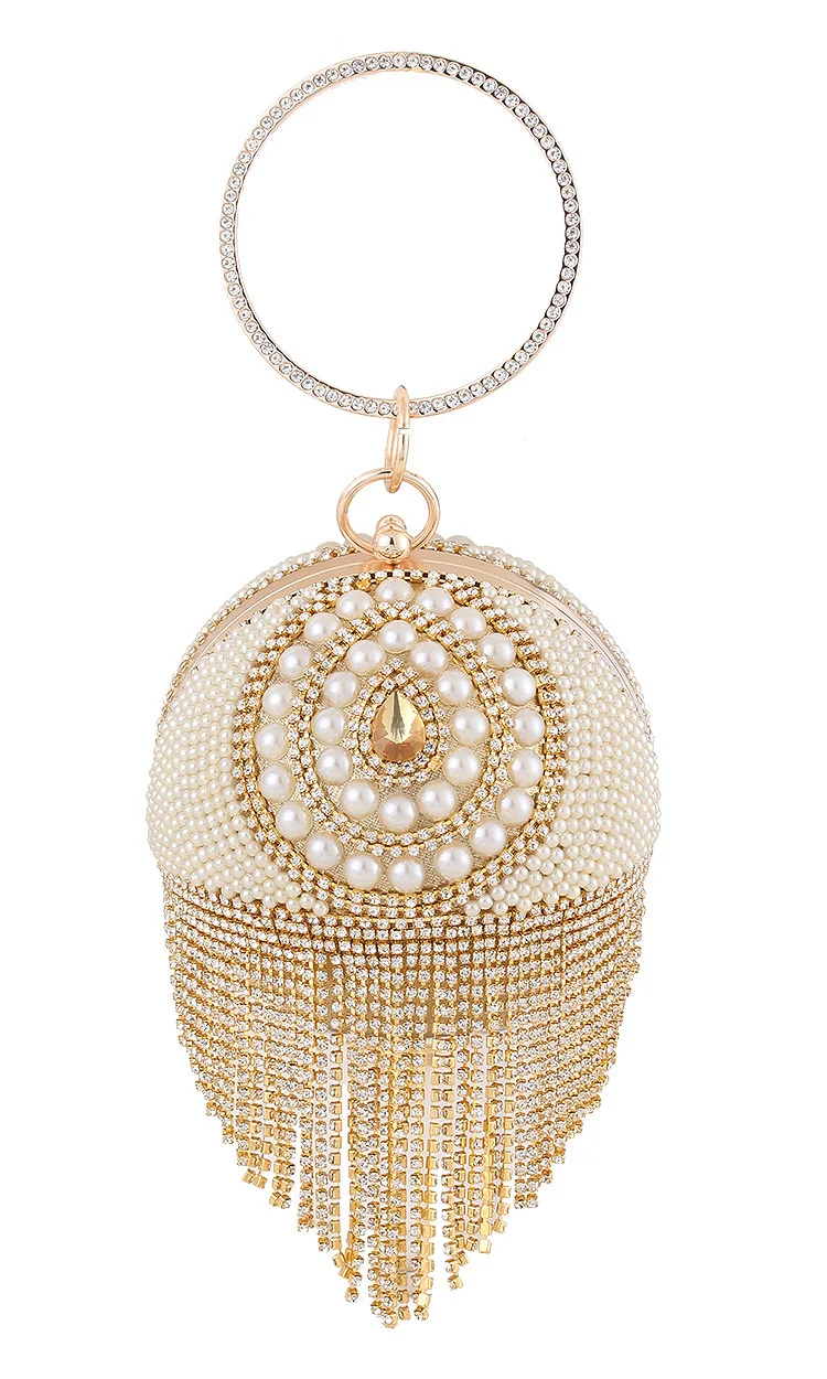 

2023 качественный женский Вечерний Клатч круглой формы со стразами, Сумка с кисточкой, банкетная сумка через плечо, мини-кошельки, Прямая поставка MN1488