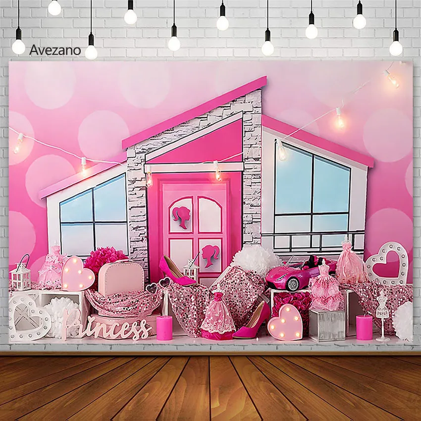 

Avezano фотография фон розовый дом девочка принцесса день рождения торт разбивать портрет декоративный фон фото реквизит студия