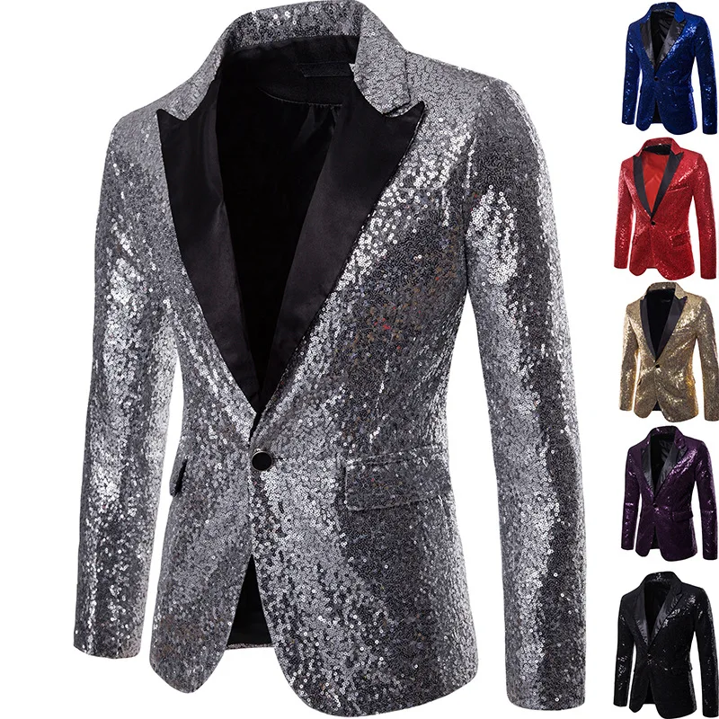 

Блейзер Мужской блестящий, блестящий пиджак, одежда для ночного клуба, золотистый блестящий пиджак для выступлений