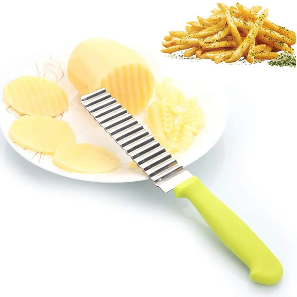 

Stainless Steel Wave Knife Potato Cutting Corrugated Knife Fries Chips Cutter Slicer Kitchen Cooking Tools