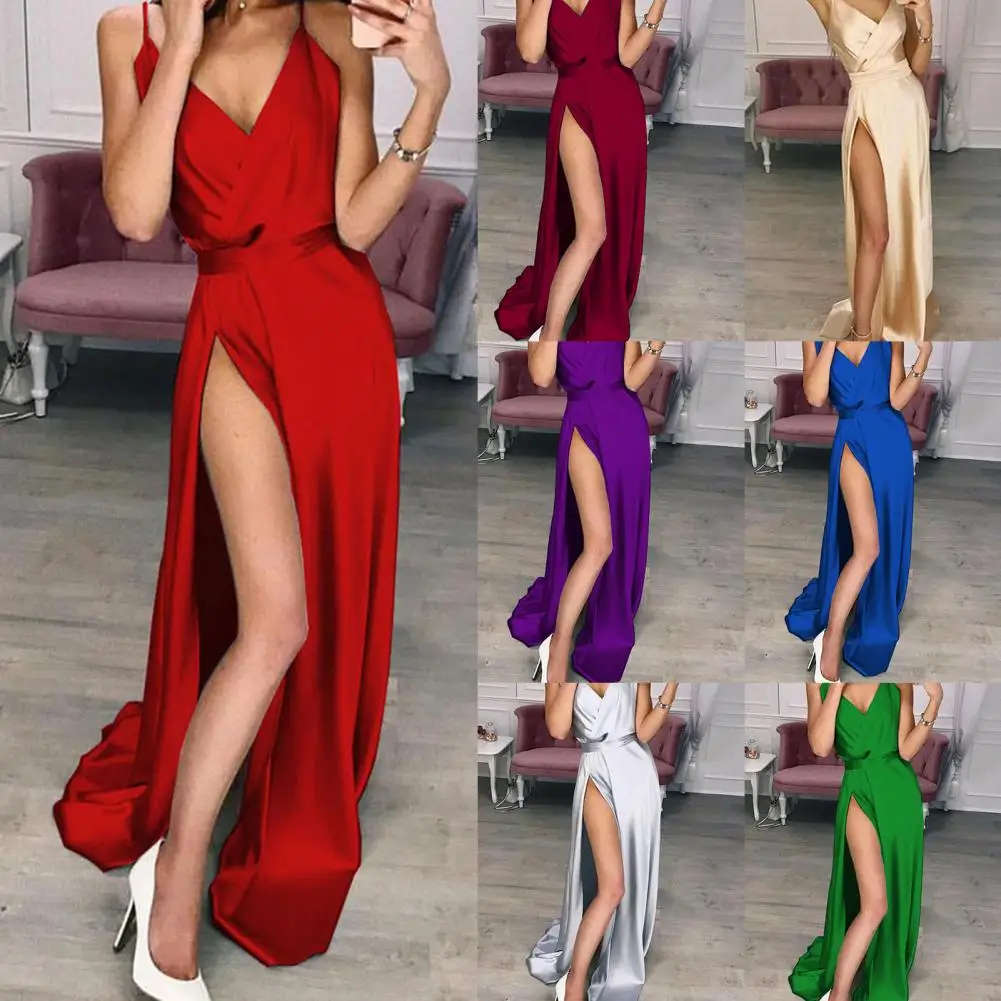 

Fashion Floor-Length Dress Pullover All-match Sexy Split Design Evening Dress