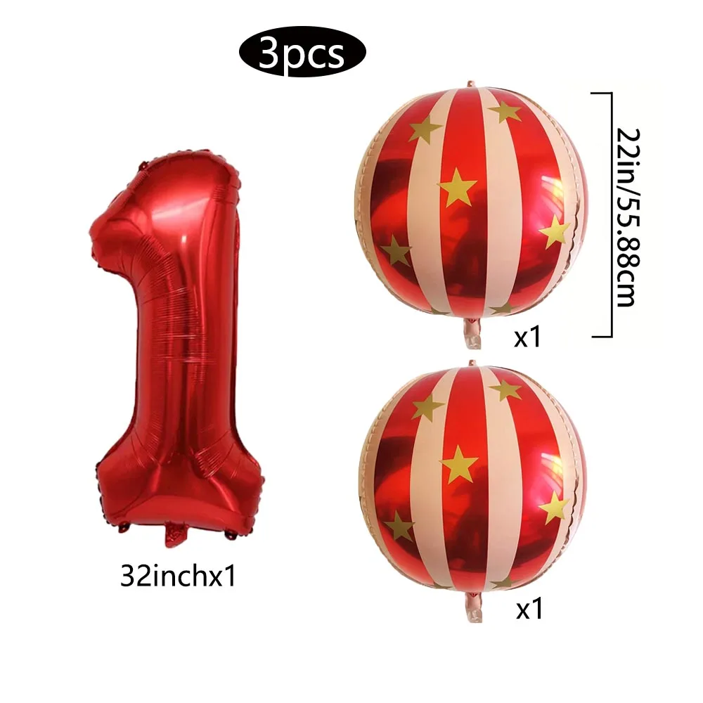

22-дюймовый полосатый воздушный шар со звездой и красной цифрой