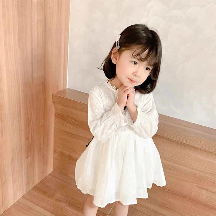 

Autumn Girls Long Sleeve White Lace Dress Flower Girl Dresses Kids Dresses for Girls Kids Clothes