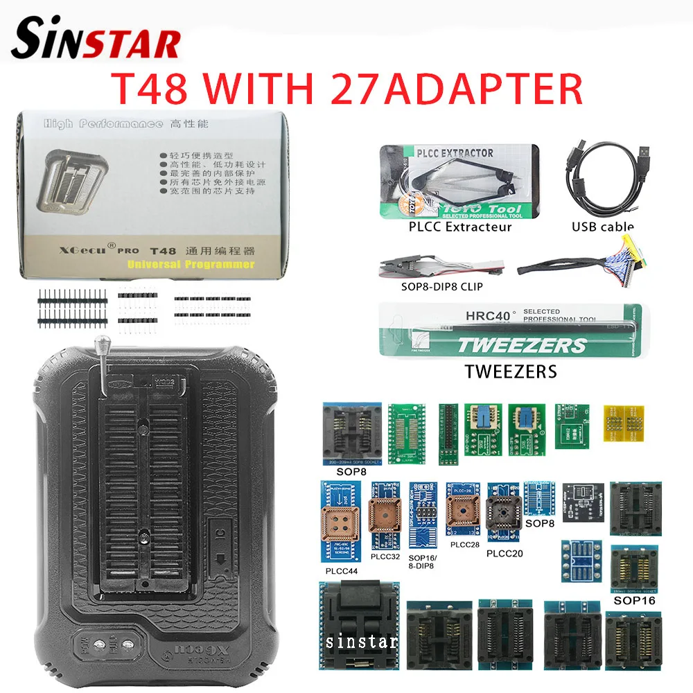 XGecu NEW T48 (TL866-3G) программатор с поддержкой 28000 + микросхем для SPI/Nor/NAND Flash/EMMC BGA/TSOP/SOP/PLCC
