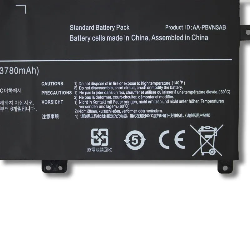 Фото Аккумулятор для ноутбука AA-PBVN3AB 3780 мАч 11.4В, замена для Samsung 450R4V 450R5V 370R4E BA43-00358A 510R5E 470R5E №4