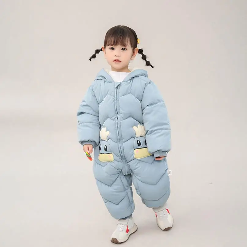 

Детский хлопковый комбинезон с капюшоном, с мультяшным принтом, A2956