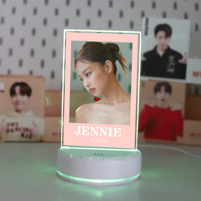 

Kpop Lightstick Merch JENNIE JISOO Роза Лиза Акриловые 3D светодиодный лампы декоративные прикроватные ночники для спальни неоновые домашний декор